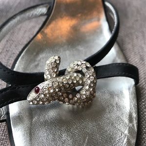 Giuseppe zanotti black satin snake sandals sz 40